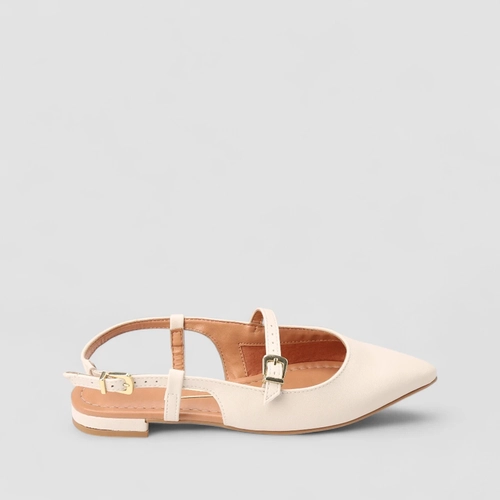 Sapatilha Boneca Slingback Feminina Vizzano Off White