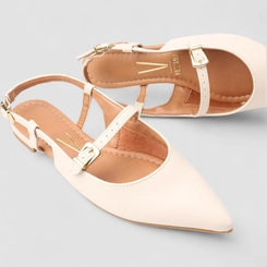 Sapatilha Boneca Slingback Feminina Vizzano Original Off White