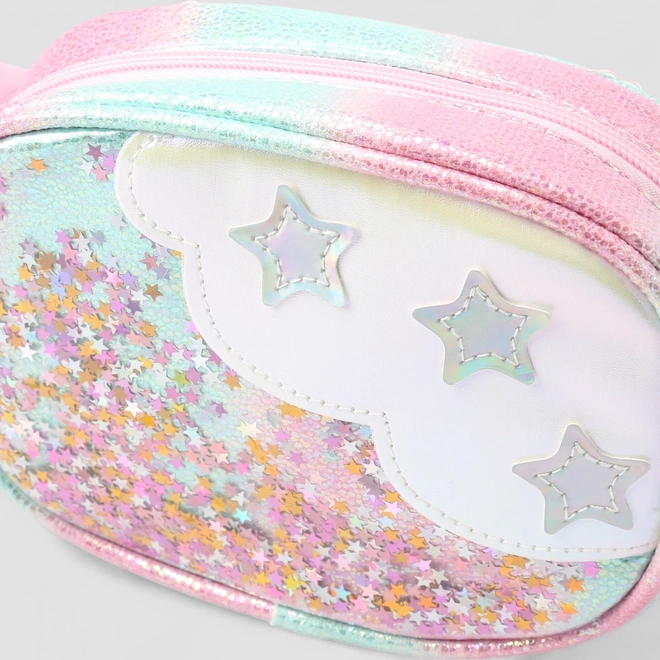 Bolsa Infantil Gabrielinha Nuvem Estrelas Holográfica Rosa