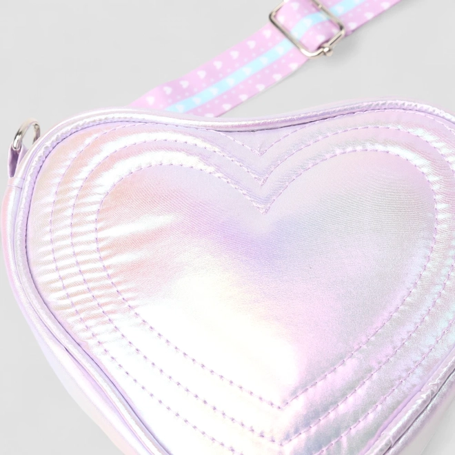 Bolsa Infantil Gabrielinha Coração Holográfico Roxo