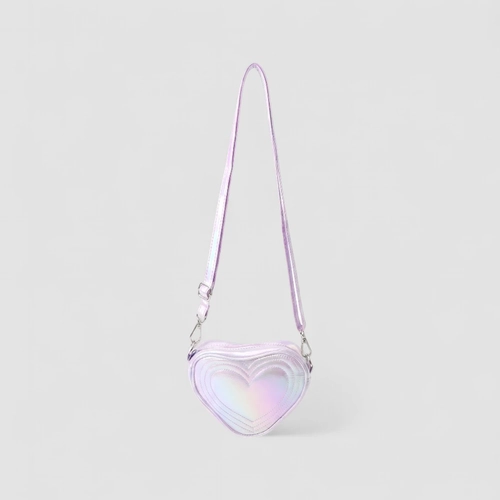 Bolsa Infantil Gabrielinha Coração Holográfico Roxo