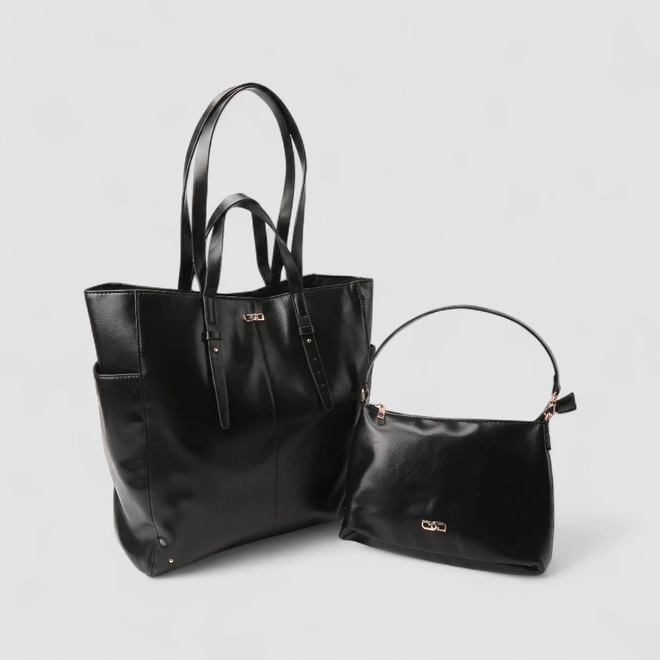 Bolsa Shopping Bag Gabriela Grande Com Necessaire Preta
