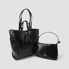 Bolsa Shopping Bag Gabriela Grande Com Necessaire Preta
