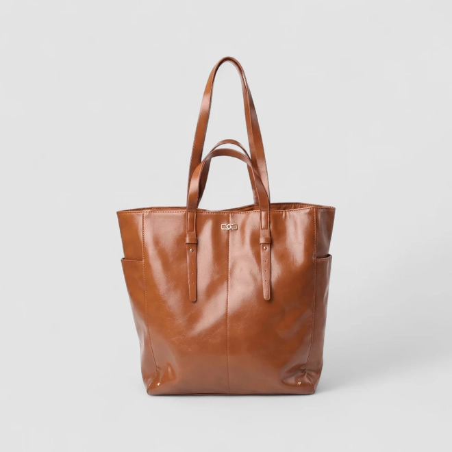 Bolsa Shopping Bag Gabriela Grande Com Necessaire Caramelo