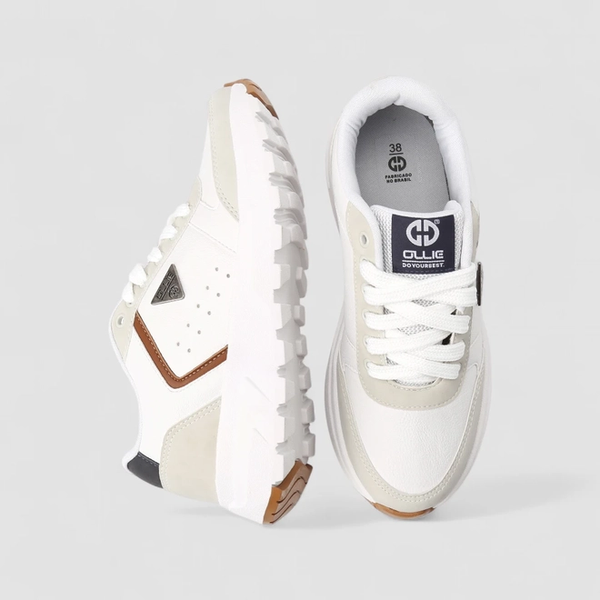 Tênis Casual Masculino Ollie Originals Nobuck Branco