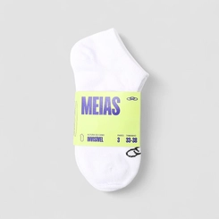 Meia Olympikus Invisível Kit 3 pares 33-38 Branca