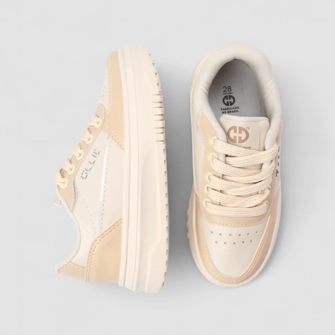 Tênis Casual Infantil Ollie Originals Bege & Off White