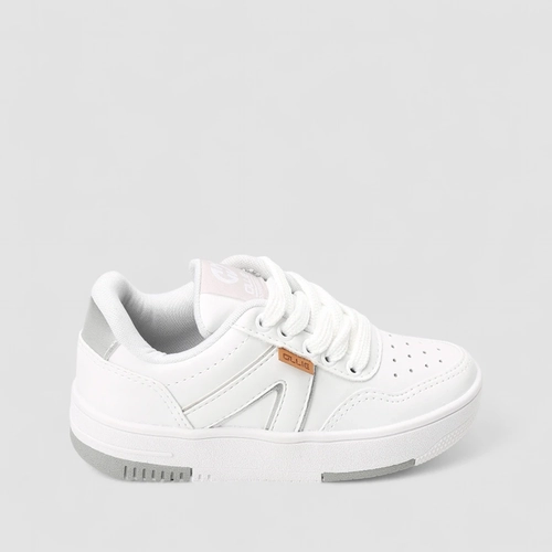 Tênis Casual Infantil Ollie Originals Recorte Detalhe Metalizado Branco