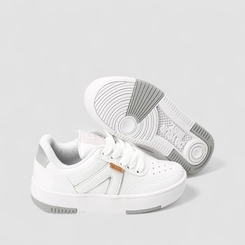 Tênis Casual Infantil Ollie Originals Recorte Detalhe Metalizado Branco