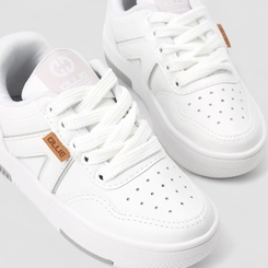 Tênis Casual Infantil Ollie Originals Recorte Detalhe Metalizado Branco