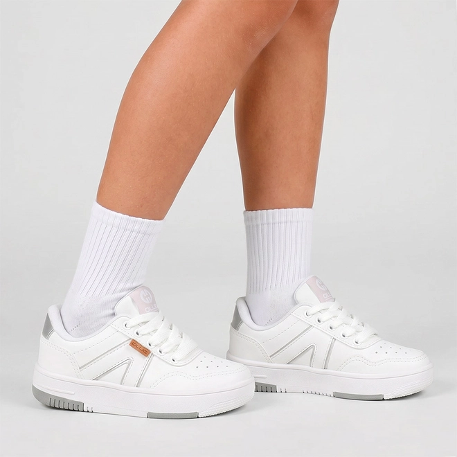 Tênis Casual Infantil Ollie Originals Recorte Detalhe Metalizado Branco