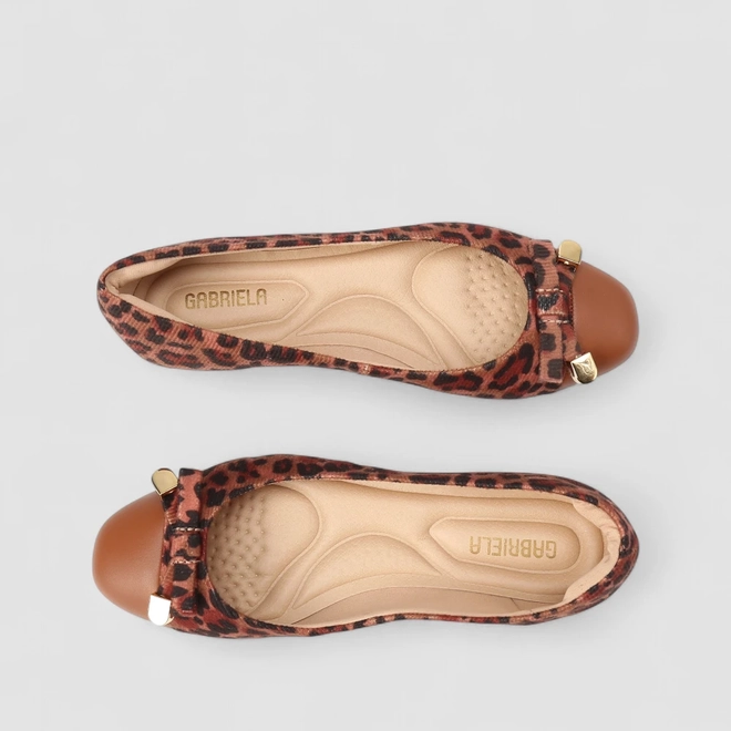 Sapatilha Feminina Gabriela Animal Print Laço Onça Multicolor