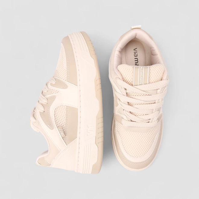 Tênis Casual Feminino Via Marte Tela Marfim
