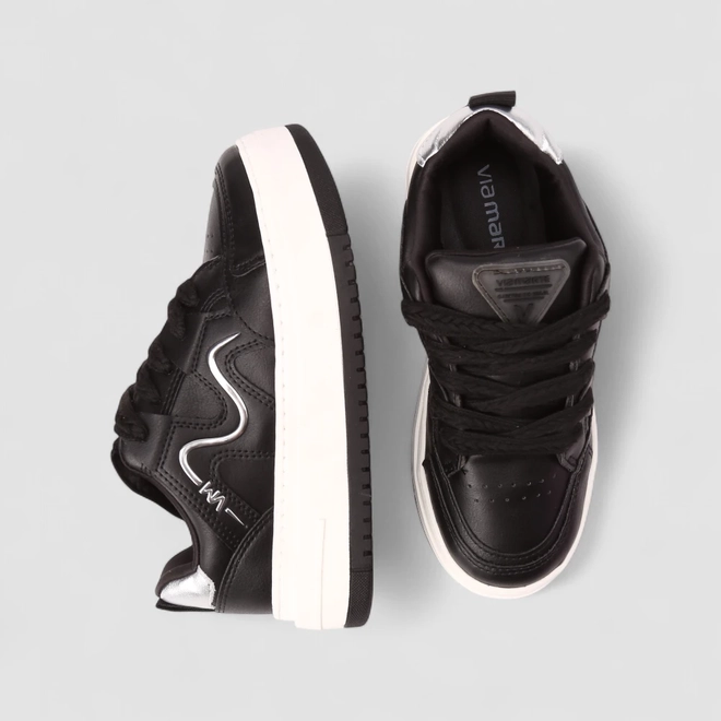 Tênis Casual Feminino Via Marte Detalhe Trançado Preto