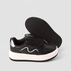 Tênis Casual Feminino Via Marte Detalhe Trançado Preto