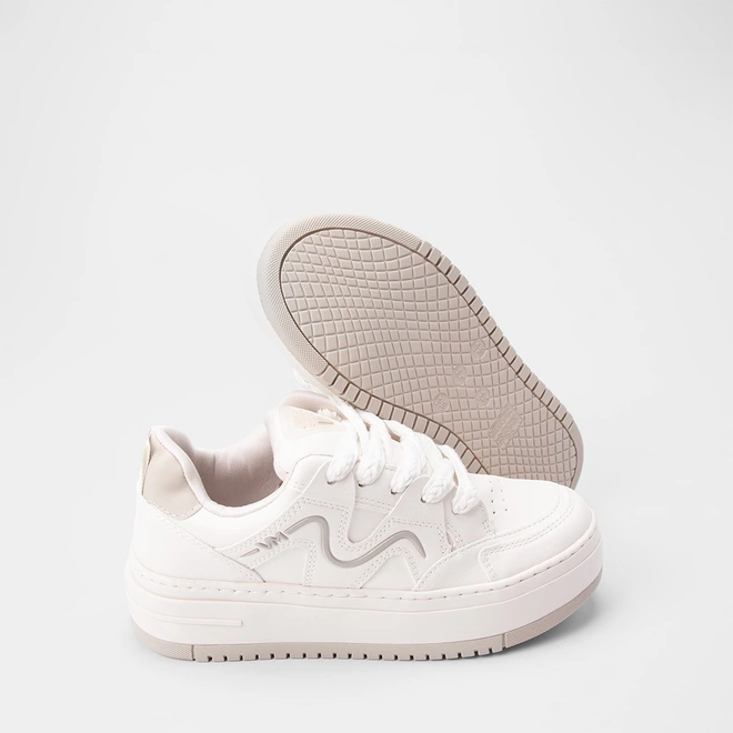 Tênis Casual Feminino Via Marte Detalhe Trançado Marfim