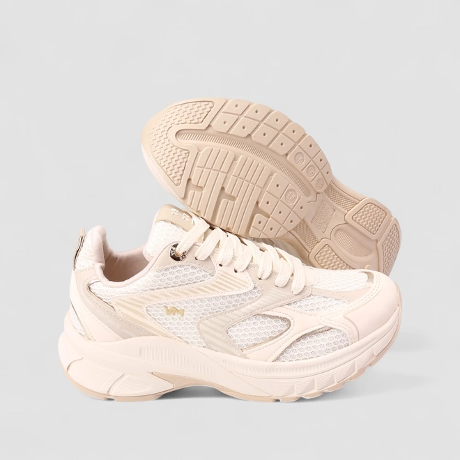 Tênis Casual Feminino Via Marte Tela Bege