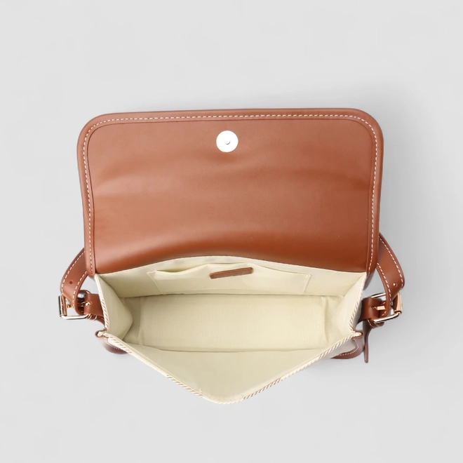 Bolsa de Ombro Gabriela Média Listrada Bege & Marrom