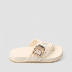 Rasteira Feminina Zaxy Com Fivela E Tachas Off White