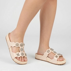 Tamanco Feminino Zaxy Com Pedrarias Bege