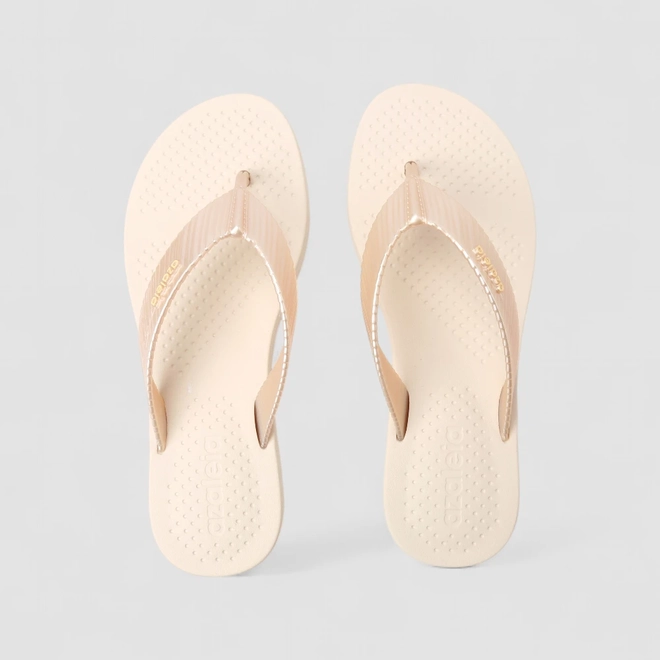 Chinelo Feminino Azaleia Tiras Caneladas Bege