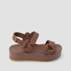 Sandália Feminina Zaxy Flatform Tira Contato Marrom