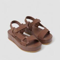 Sandália Feminina Zaxy Flatform Tira Contato Marrom