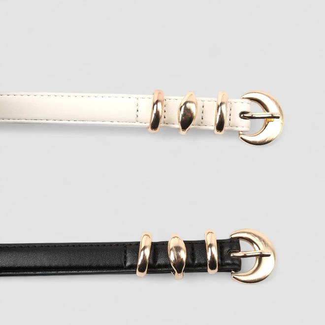 Kit Dois Cintos Feminino Gabriela Preto E Branco
