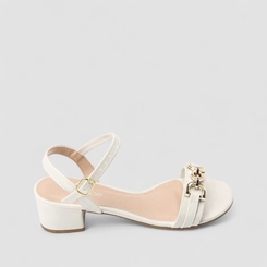 Sandália Feminina Penélope Enfeite Metálico Off White