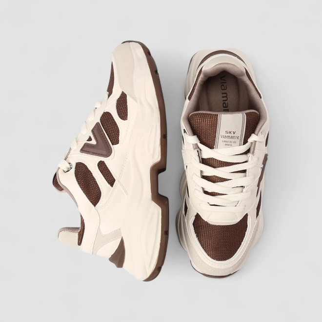 Tênis Chunky Feminino Via Marte Branco & Marrom