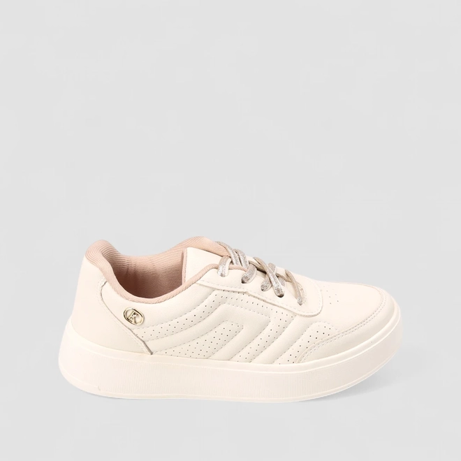 Tênis Casual Feminino Kolosh Cadarços Brilhantes Off White