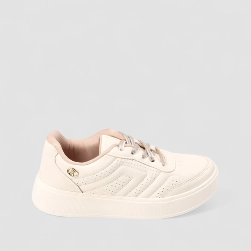 Tênis Casual Feminino Kolosh Cadarços Brilhantes Off White