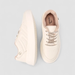 Tênis Casual Feminino Kolosh Cadarços Brilhantes Off White