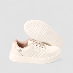 Tênis Casual Feminino Kolosh Cadarços Brilhantes Off White