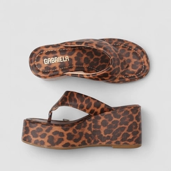 Tamanco Feminino Gabriela Tira de Dedo Puffer Animal Print Onça Multicolor
