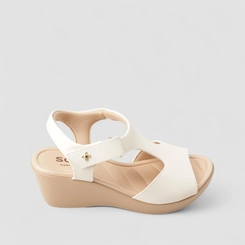 Sandália Feminina Softli Plataforma Tira Contato Off White