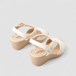 Sandália Feminina Softli Plataforma Tira Contato Off White