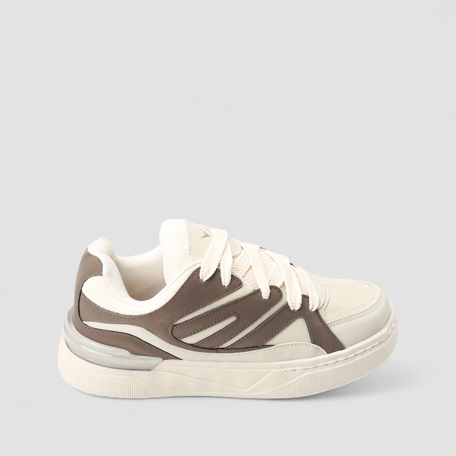 Tênis Casual Masculino Vertus Mesh Bege Com Marrom