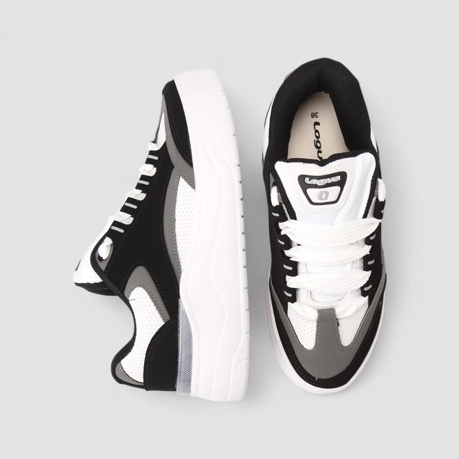Tênis Casual Masculino Logus Nobuck Preto & Branco