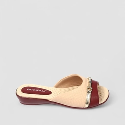 Tamanco Feminino Piccadilly Detalhe Dourado Vinho