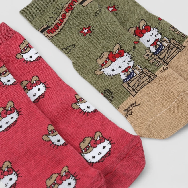 Kit Meia Infantil Stz Hello Kitty Cowboy 2 Pares 27-30 Multicolor