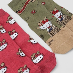 Kit Meia Infantil Stz Hello Kitty Cowboy 2 Pares 27-30 Multicolor