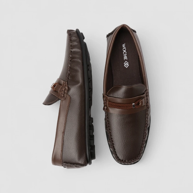 Mocassim Masculino Woche Detalhe Tressê Marrom
