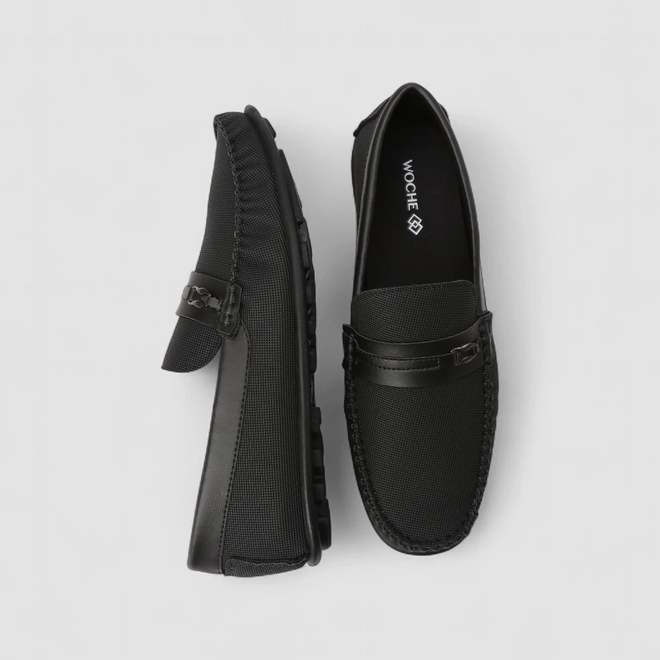 Mocassim Masculino Woche Enfeite Metalizado Preto