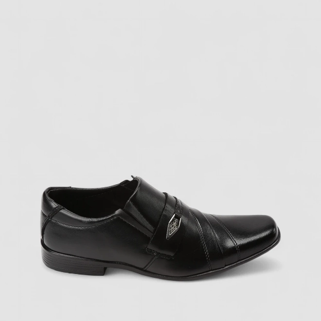 Sapato Masculino Woche Detalhe Pesponto Metalizado Preto