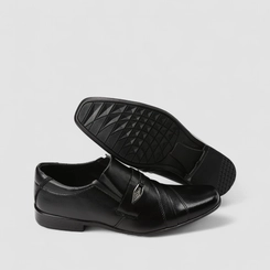 Sapato Masculino Woche Detalhe Pesponto Metalizado Preto