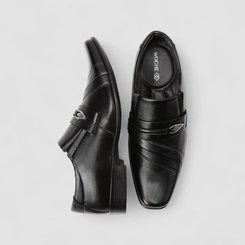 Sapato Masculino Woche Detalhe Pesponto Metalizado Preto