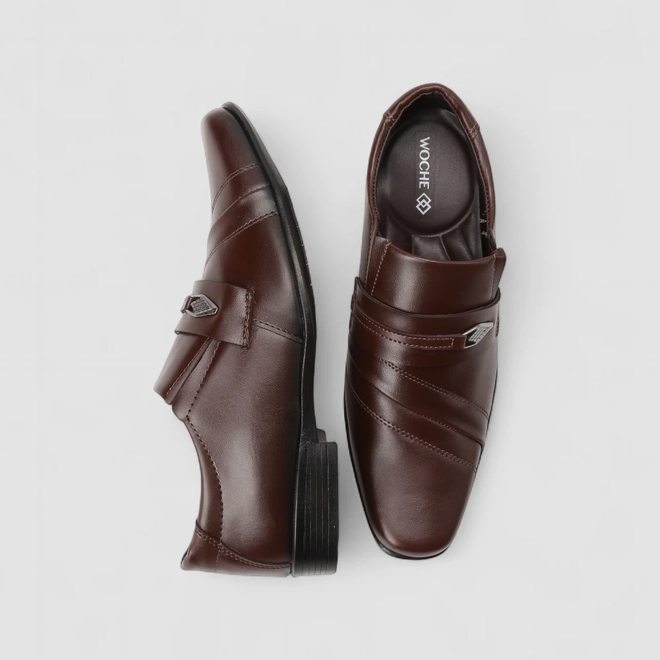 Sapato Social Masculino Woche Detalhe Fivela Marrom