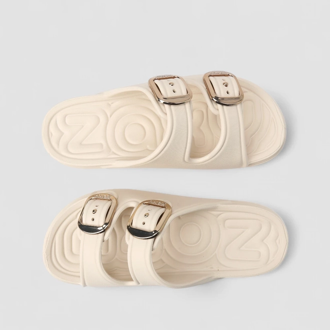 Pepete Feminina Zaxy Fivela Metalizada Off White
