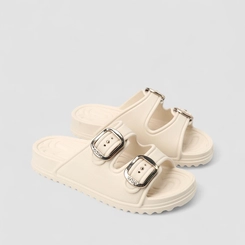 Pepete Feminina Zaxy Fivela Metalizada Off White